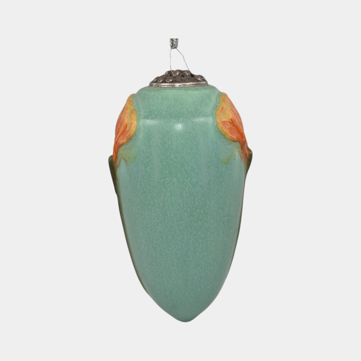 Ephraim Faience 2018 Pottery Blue Pacific Poppies Ceramic Christmas Ornament - Just Art Pottery