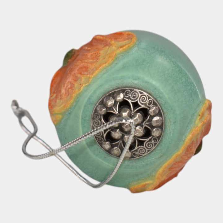 Ephraim Faience 2018 Pottery Blue Pacific Poppies Ceramic Christmas Ornament - Just Art Pottery