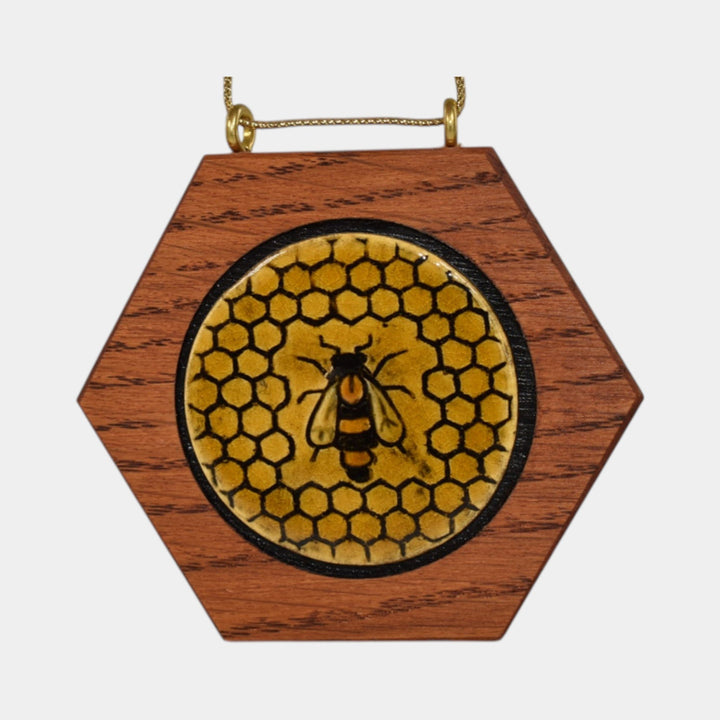 Ephraim Faience 2019 Hand Made Pottery Honeycomb Bee Ceramic Tile Ornament - Just Art Pottery