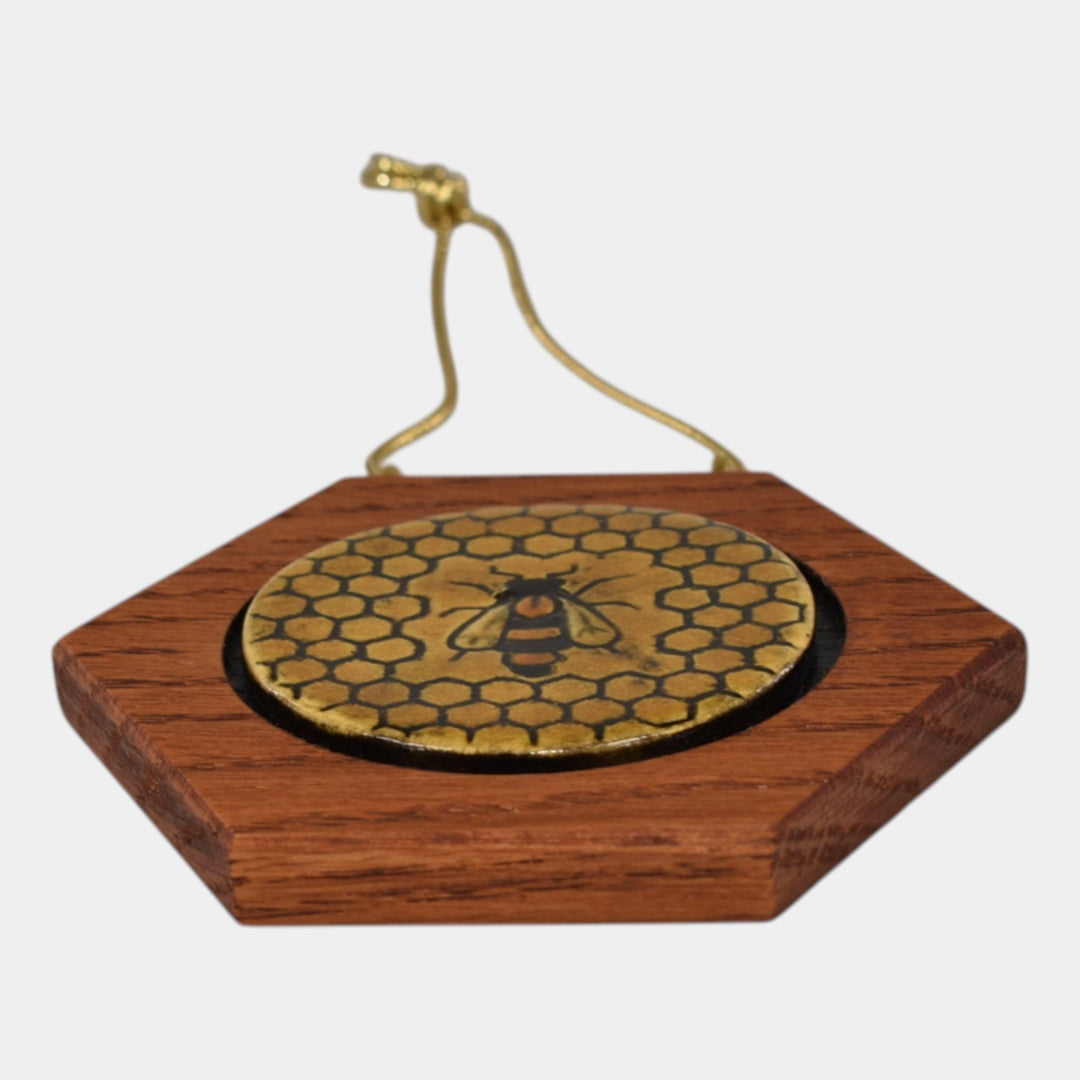 Ephraim Faience 2019 Hand Made Pottery Honeycomb Bee Ceramic Tile Ornament - Just Art Pottery