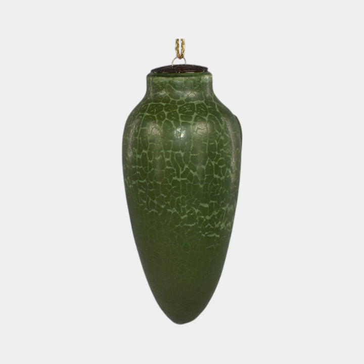 Ephraim Faience Pottery Orange Moth Green Ceramic Christmas Ornament - Just Art Pottery