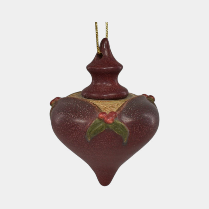 Ephraim Faience Hand Made Pottery Red Holly Ceramic Christmas Ornament