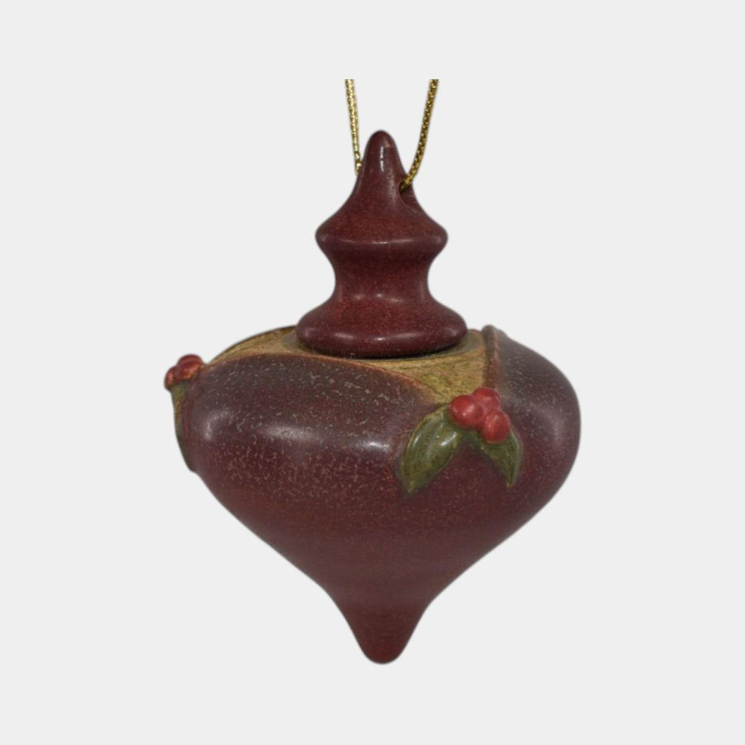 Ephraim Faience Hand Made Pottery Red Holly Ceramic Christmas Ornament