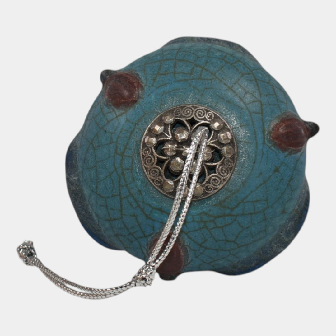 Ephraim Faience 2021 Pottery Blue Revival Spindle Ceramic Christmas Ornament