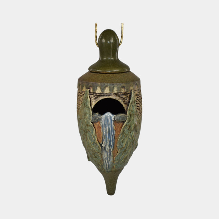 Ephraim Faience 2022 Pottery Multnomah Falls Ceramic Christmas Ornament