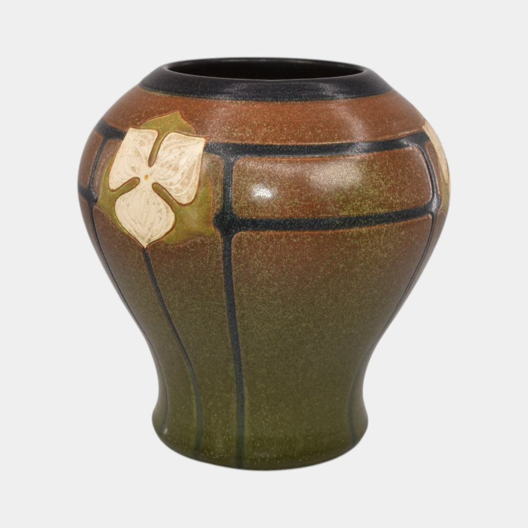 Ephraim Faience 2018 Hand Made Pottery Green Trillium Trio Ceramic Vase - Just Art Pottery