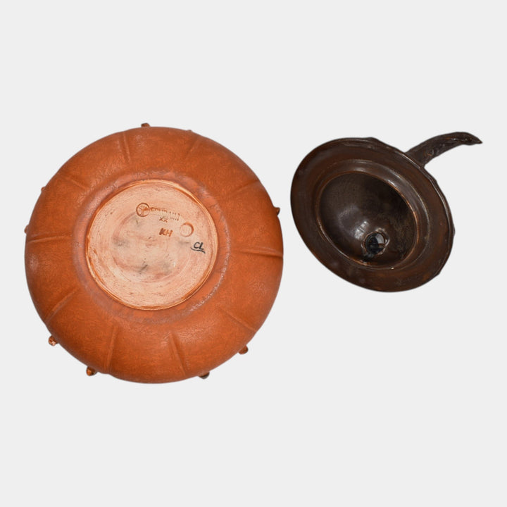 Ephraim Faience Pottery Enchanted Hollows Lidded Pumpkin Crow Lantern and Base