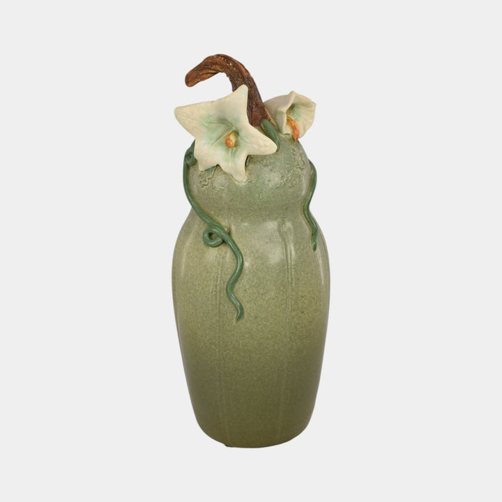 Ephraim Faience 2022 Hand Made Pottery Squash Blossoms Gourd Ceramic Vase - Just Art Pottery