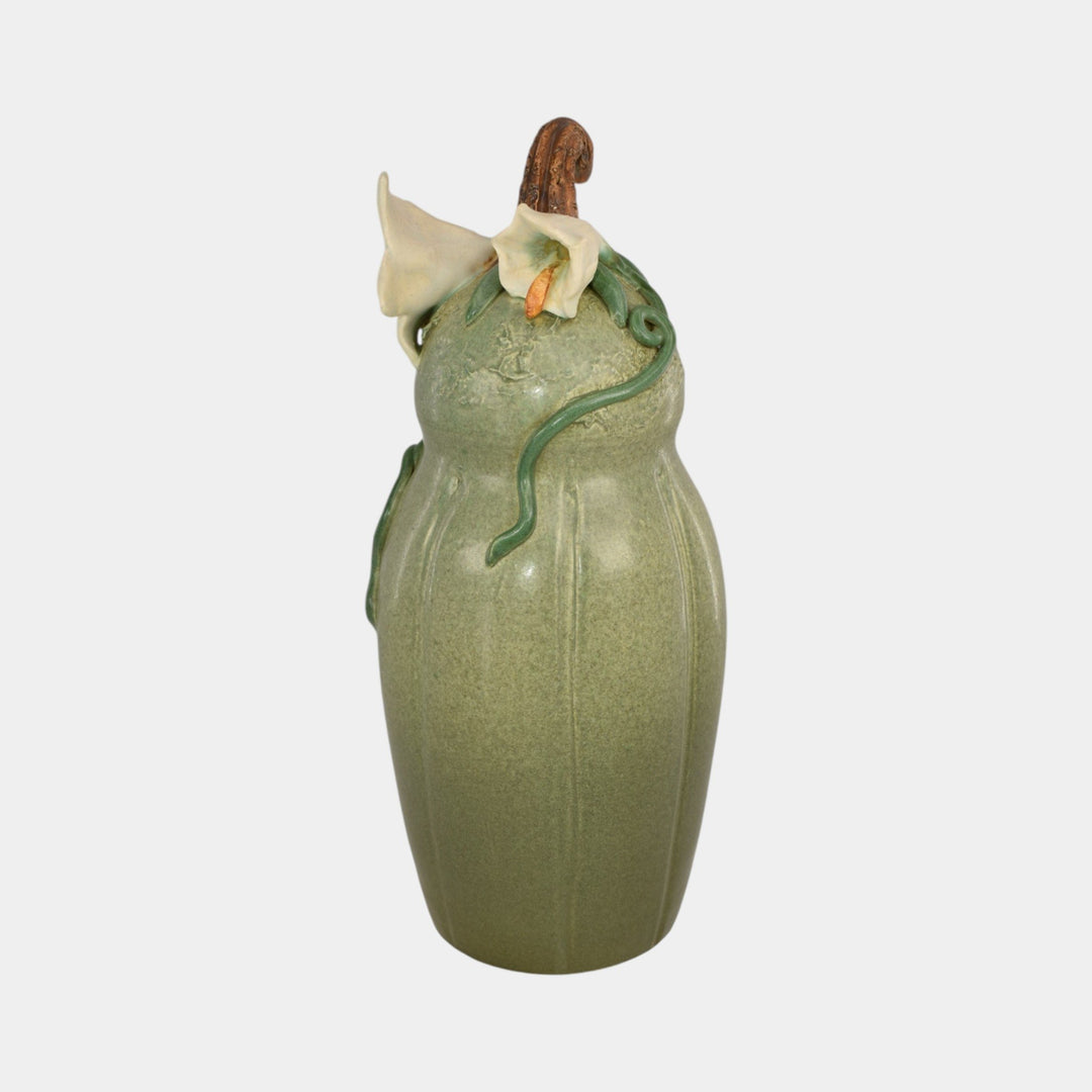 Ephraim Faience 2022 Hand Made Pottery Squash Blossoms Gourd Ceramic Vase - Just Art Pottery