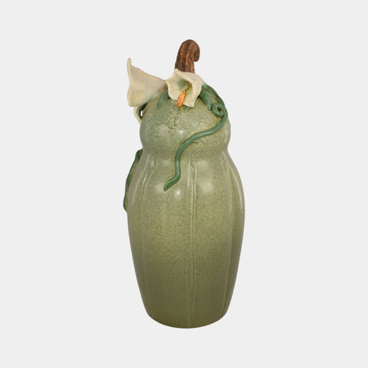 Ephraim Faience 2022 Hand Made Pottery Squash Blossoms Gourd Ceramic Vase - Just Art Pottery