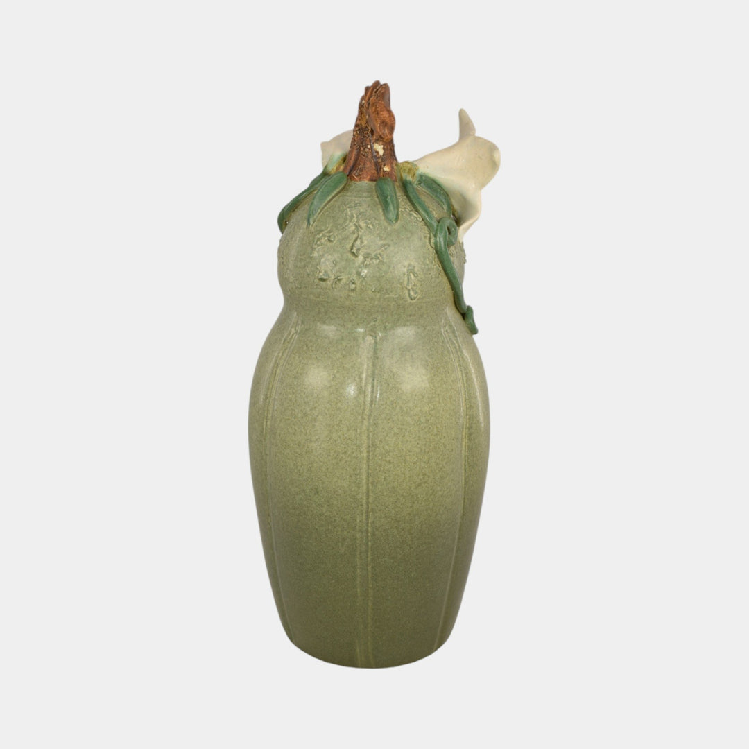 Ephraim Faience 2022 Hand Made Pottery Squash Blossoms Gourd Ceramic Vase - Just Art Pottery