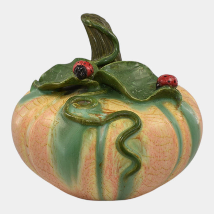 Ephraim Faience 2024 Hand Made Pottery Ladybug Patch Pumpkin