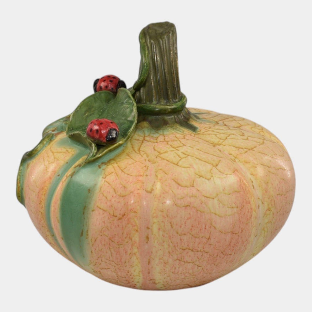 Ephraim Faience 2024 Hand Made Pottery Ladybug Patch Pumpkin