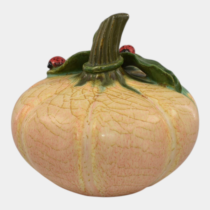 Ephraim Faience 2024 Hand Made Pottery Ladybug Patch Pumpkin