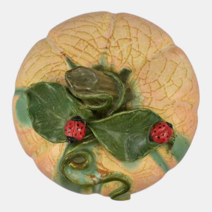 Ephraim Faience 2024 Hand Made Pottery Ladybug Patch Pumpkin