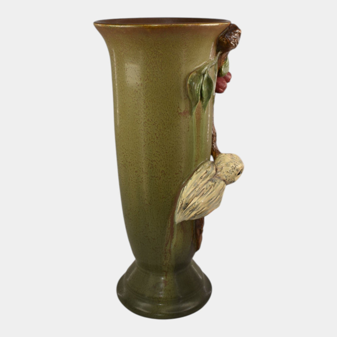 Ephraim Faience 2022 Hand Made Pottery Owl in the Orchard Ceramic Vase - Just Art Pottery