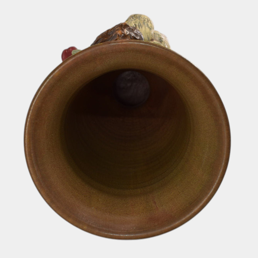 Ephraim Faience 2022 Hand Made Pottery Owl in the Orchard Ceramic Vase - Just Art Pottery