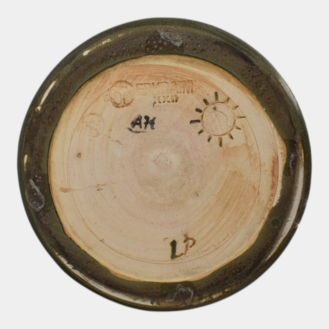 Ephraim Faience 2022 Hand Made Pottery Owl in the Orchard Ceramic Vase - Just Art Pottery