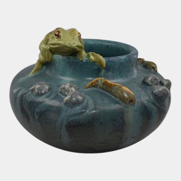 Ephraim Faience 2025 Hand Made Pottery Frog and Polliwogs Bowl Vase - Just Art Pottery