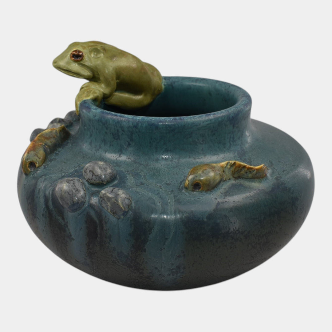 Ephraim Faience 2025 Hand Made Pottery Frog and Polliwogs Bowl Vase - Just Art Pottery