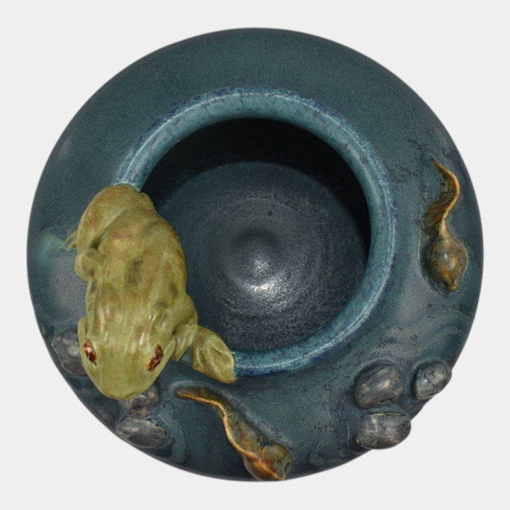 Ephraim Faience 2025 Hand Made Pottery Frog and Polliwogs Bowl Vase - Just Art Pottery