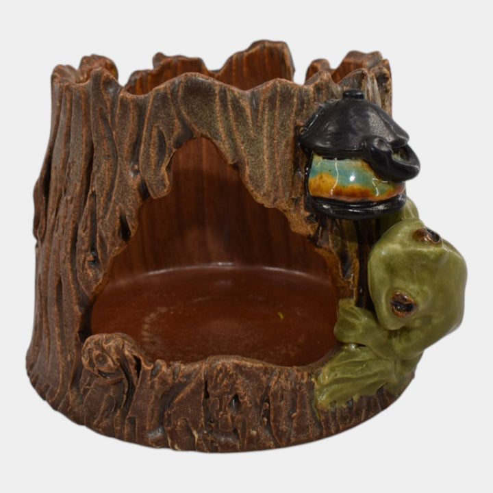 Ephraim Faience 2022 Hand Made Pottery Seeking Shelter Lantern Frog Ceramic Vase - Just Art Pottery