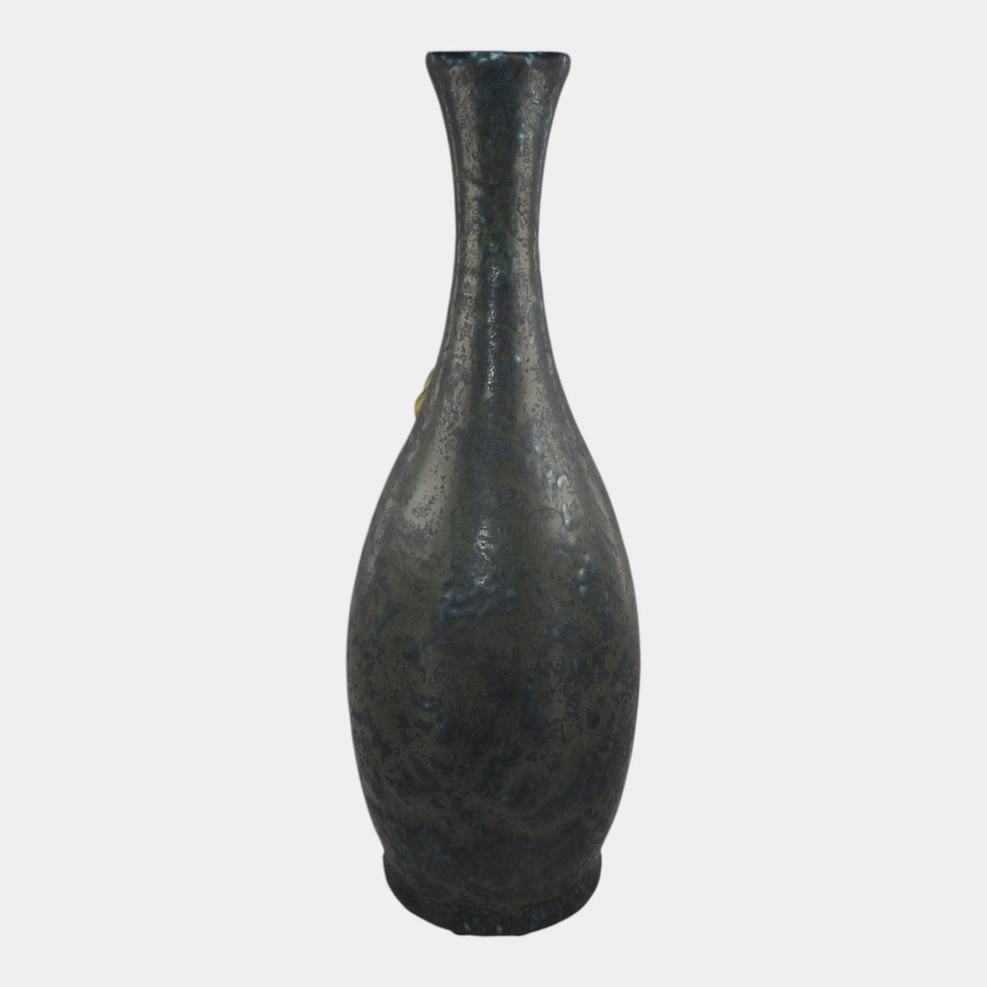 Ephraim Faience 2025 Hand Made Pottery Lily Pad Lookout Tall Bottle Vase - Just Art Pottery