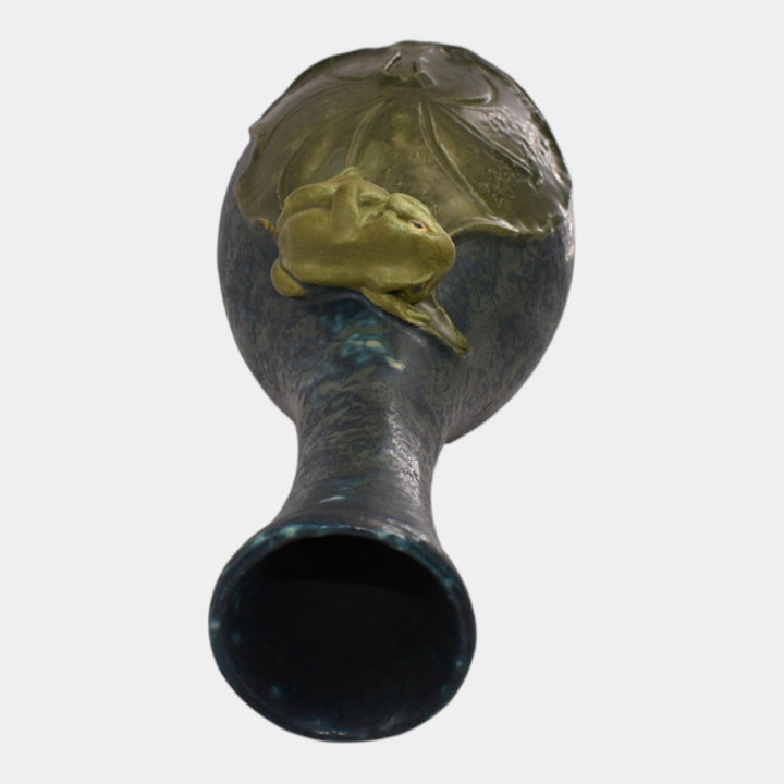 Ephraim Faience 2025 Hand Made Pottery Lily Pad Lookout Tall Bottle Vase - Just Art Pottery