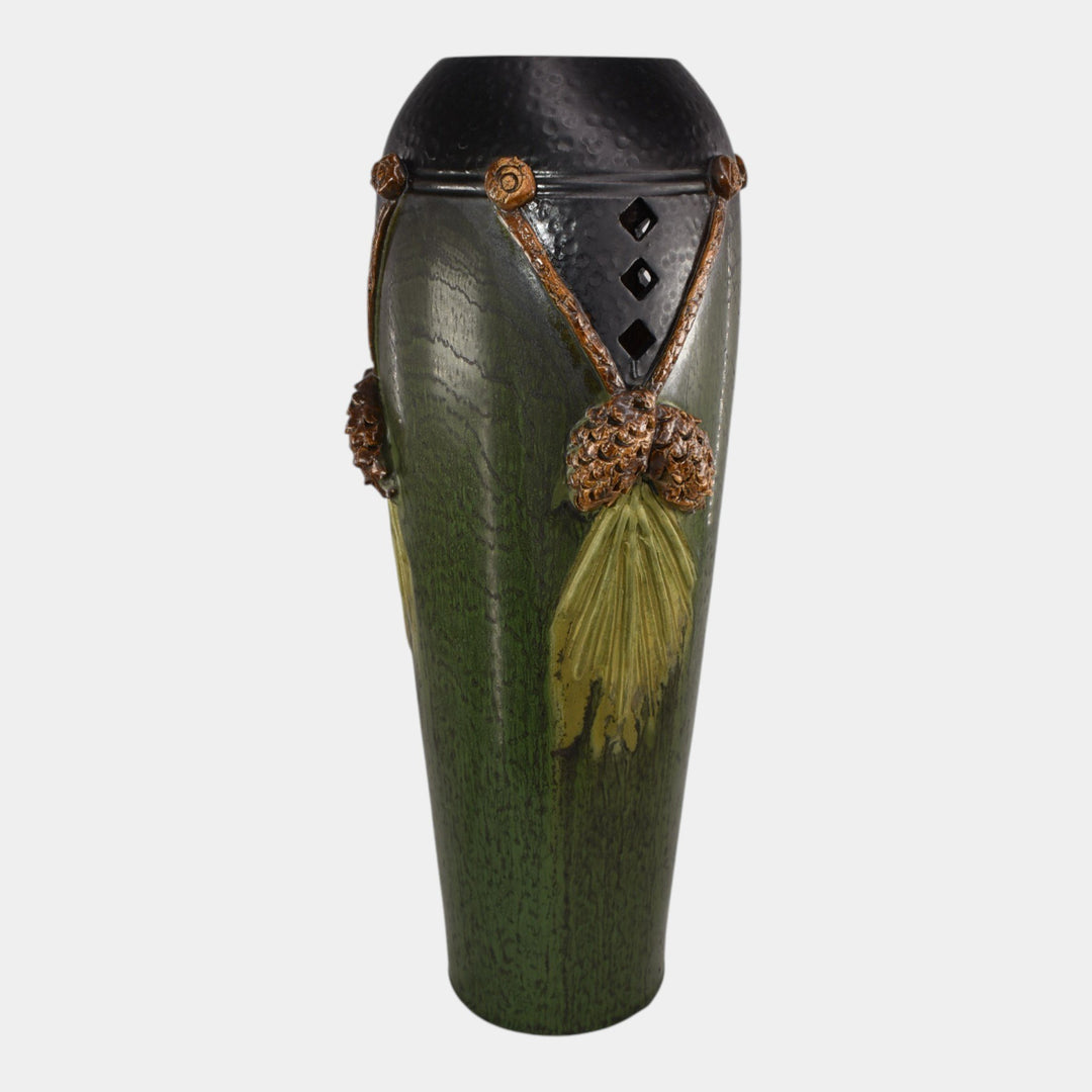 Ephraim Faience 2022 Hand Made Pottery Tannenbaum Tall Vase - Just Art Pottery