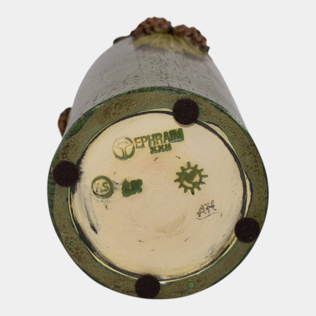 Ephraim Faience 2022 Hand Made Pottery Tannenbaum Tall Vase - Just Art Pottery