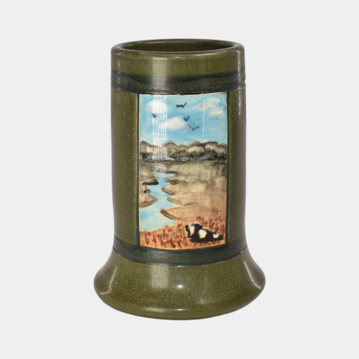 Ephraim Faience 2023 Hand Made Pottery Miniature Pastoral Scenic Panel Vase - Just Art Pottery