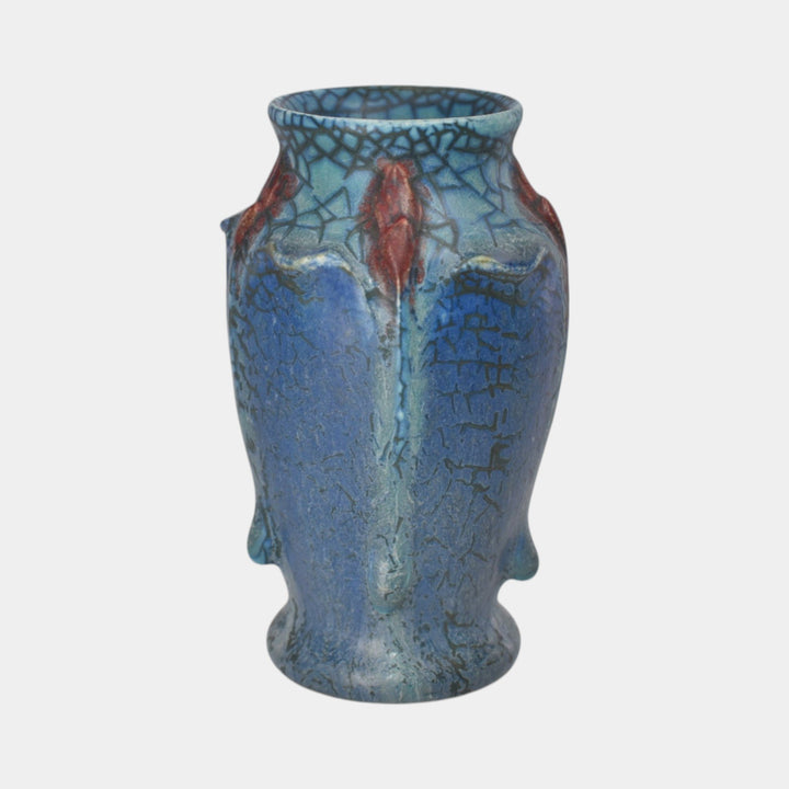 Ephraim Faience 2021 Hand Made Pottery Blue Athena Miniature Ceramic Vase - Just Art Pottery