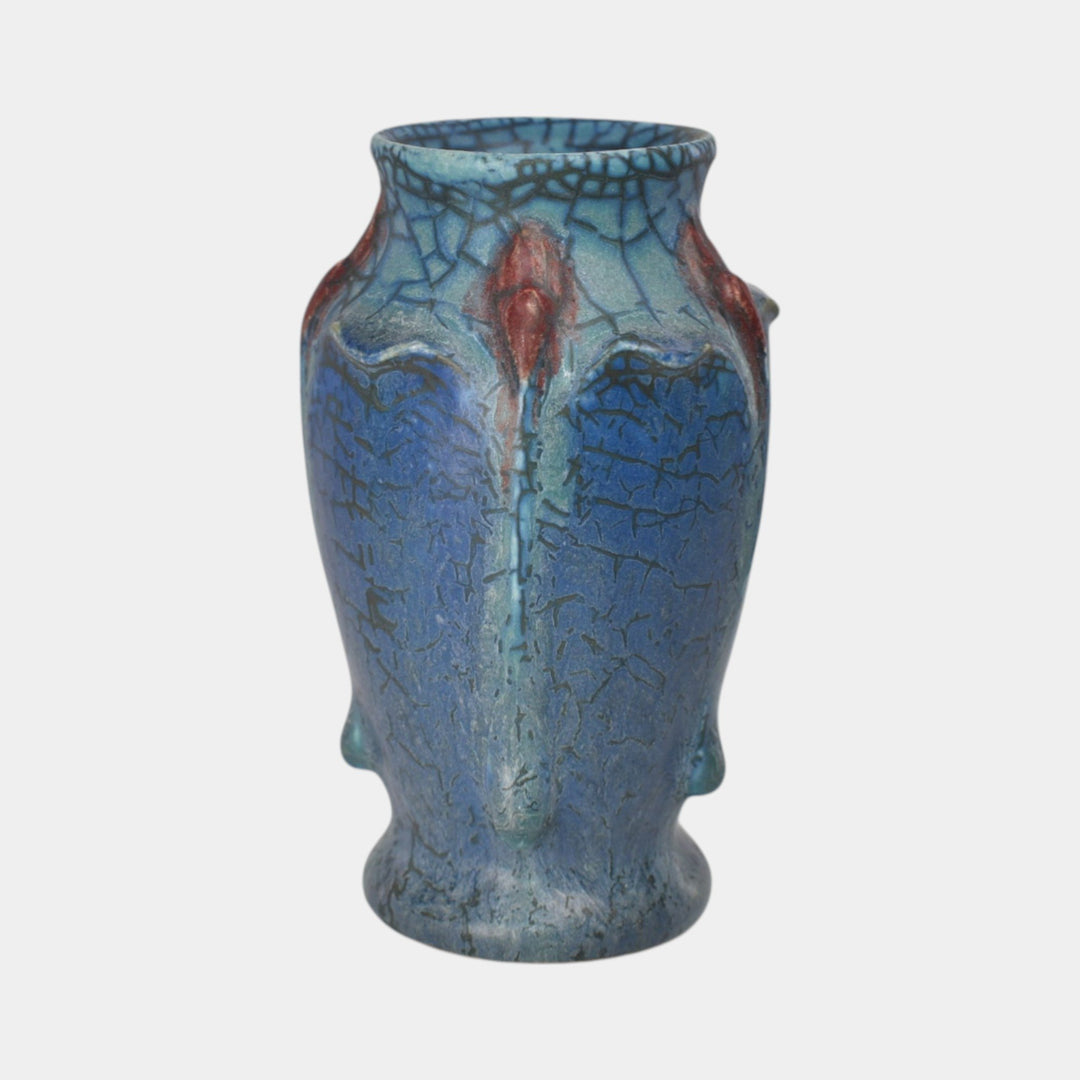 Ephraim Faience 2021 Hand Made Pottery Blue Athena Miniature Ceramic Vase - Just Art Pottery