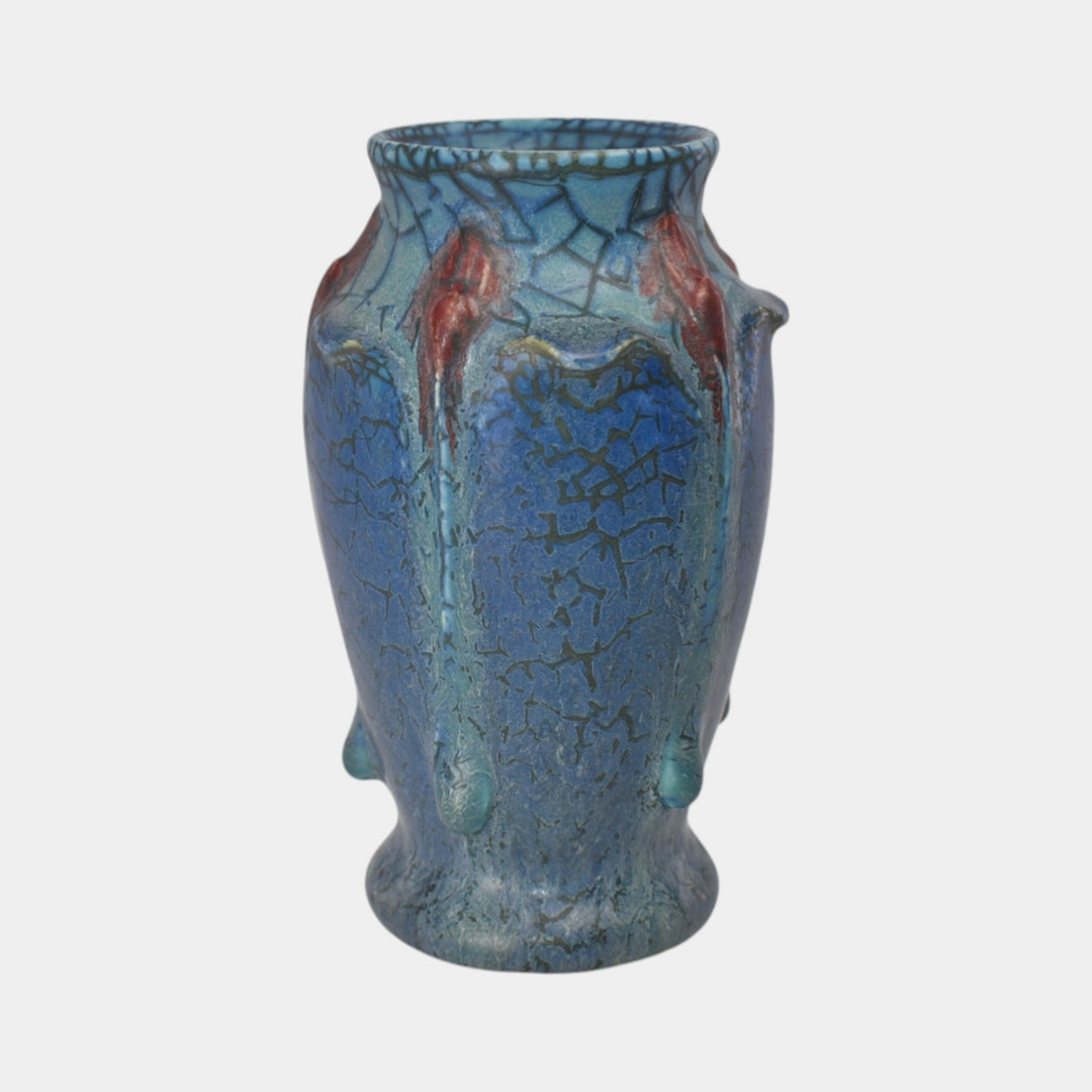 Ephraim Faience 2021 Hand Made Pottery Blue Athena Miniature Ceramic Vase - Just Art Pottery