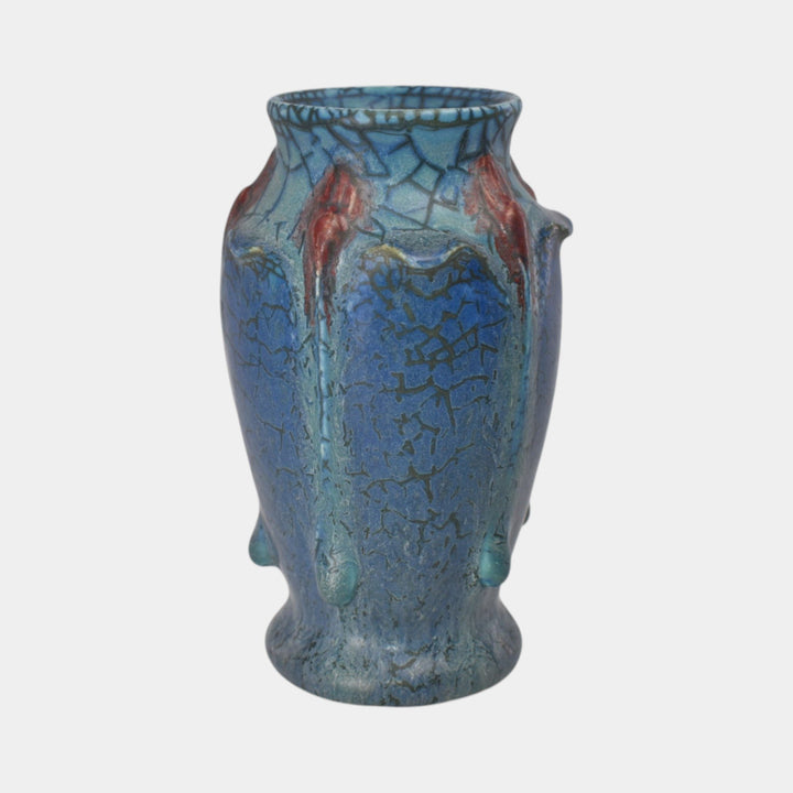 Ephraim Faience 2021 Hand Made Pottery Blue Athena Miniature Ceramic Vase - Just Art Pottery