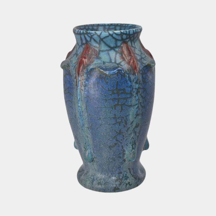 Ephraim Faience 2021 Hand Made Pottery Blue Athena Miniature Ceramic Vase - Just Art Pottery