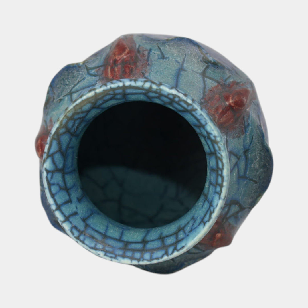 Ephraim Faience 2021 Hand Made Pottery Blue Athena Miniature Ceramic Vase - Just Art Pottery