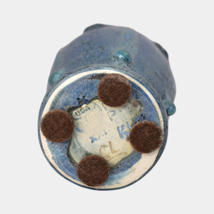 Ephraim Faience 2021 Hand Made Pottery Blue Athena Miniature Ceramic Vase - Just Art Pottery