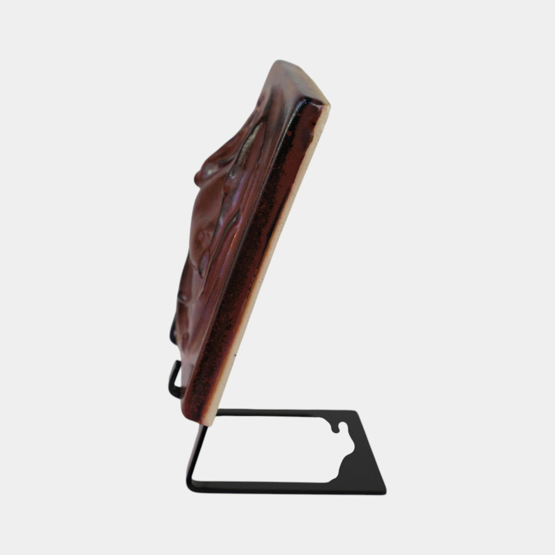 Motawi Tileworks Hand Made Purple Iridescent Stylized Bat In Relief Ceramic Tile