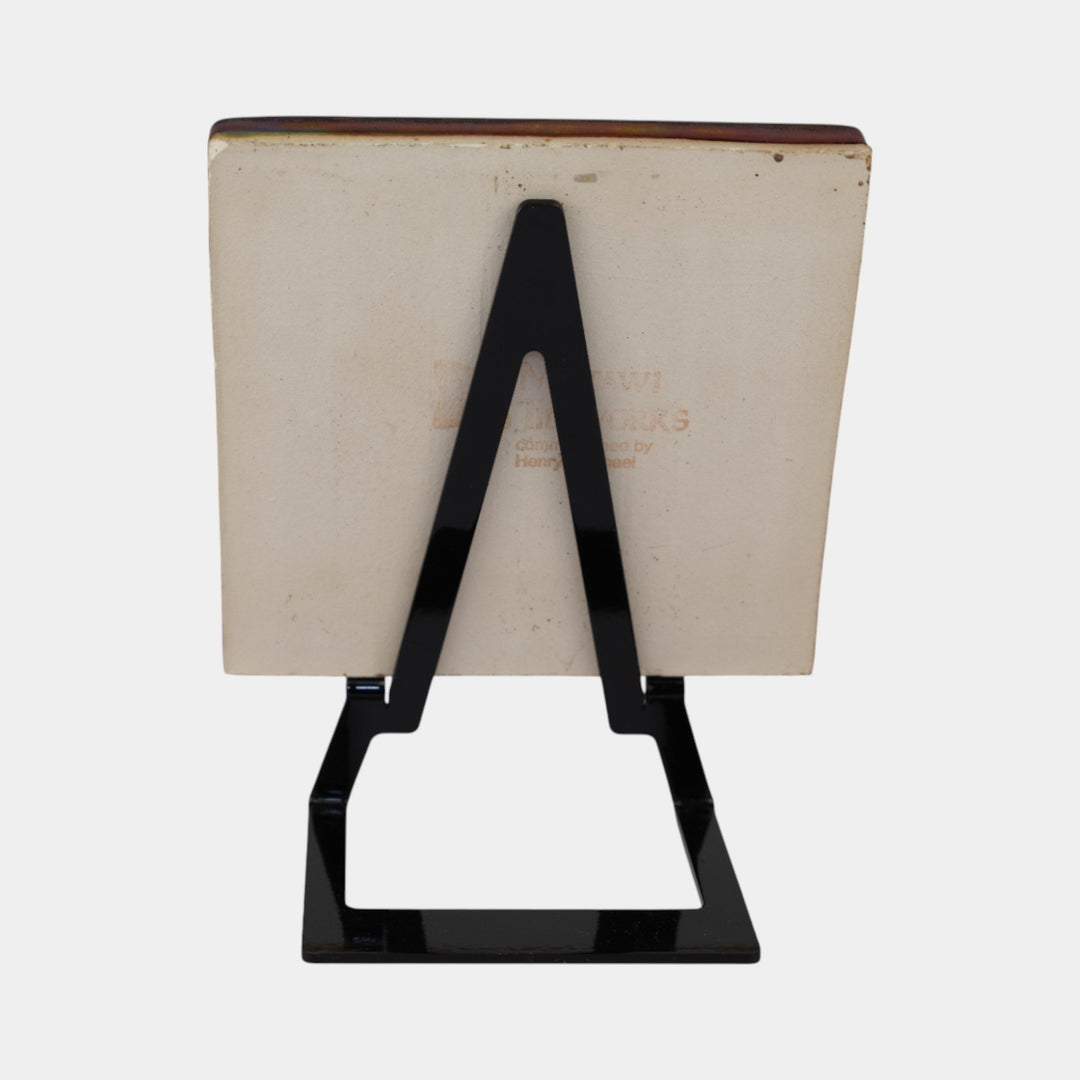 Motawi Tileworks Hand Made Purple Iridescent Stylized Bat In Relief Ceramic Tile