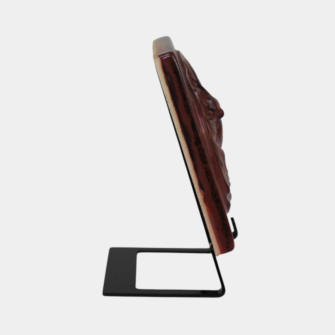 Motawi Tileworks Hand Made Purple Iridescent Stylized Bat In Relief Ceramic Tile