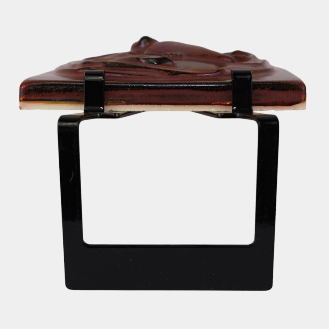 Motawi Tileworks Hand Made Purple Iridescent Stylized Bat In Relief Ceramic Tile