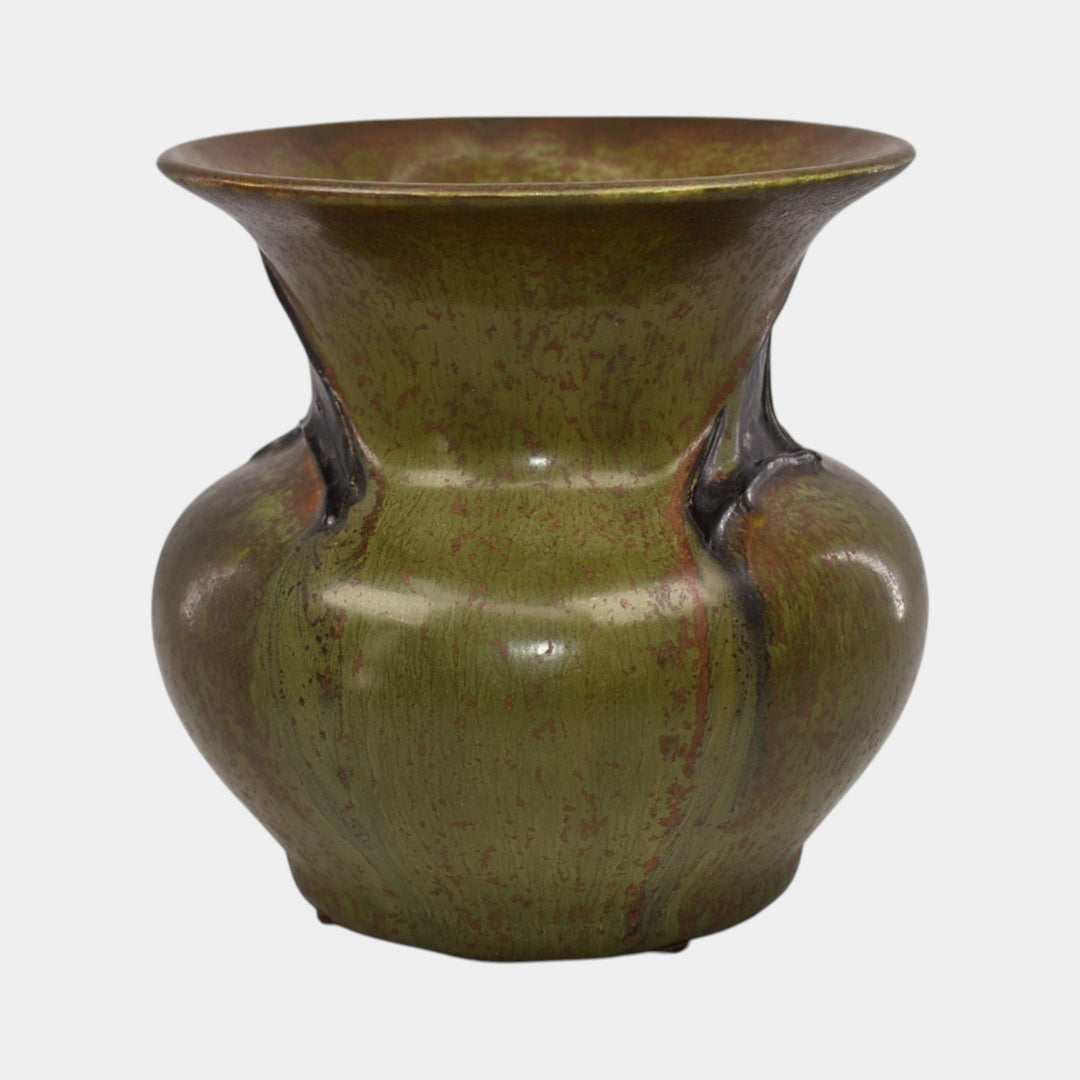 Ephraim Faience 2013 Hand Made Pottery The Gloaming Green Bat Ceramic Vase - Just Art Pottery