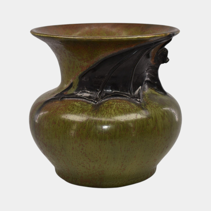 Ephraim Faience 2013 Hand Made Pottery The Gloaming Green Bat Ceramic Vase - Just Art Pottery
