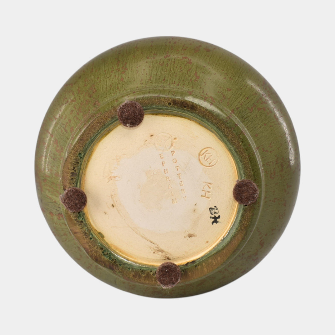 Ephraim Faience 2013 Hand Made Pottery The Gloaming Green Bat Ceramic Vase - Just Art Pottery