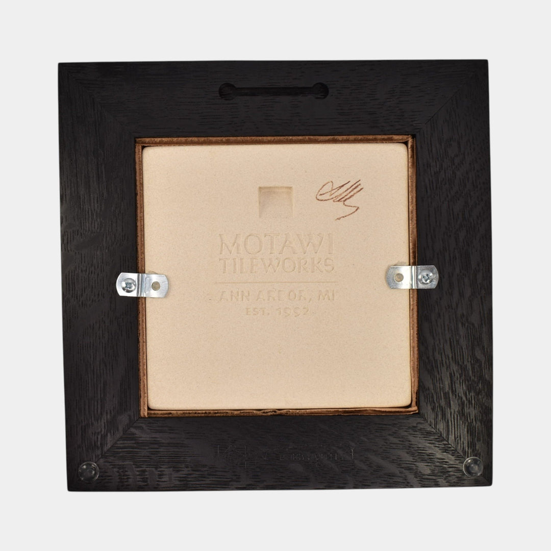 Motawi Tileworks Hand Made Art Pottery Green Krampus Ceramic Framed Tile