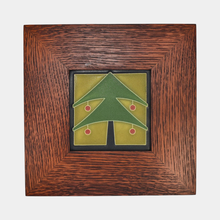 Motawi Tileworks Hand Made Art Pottery Green Christmas Tree Ceramic Framed Tile