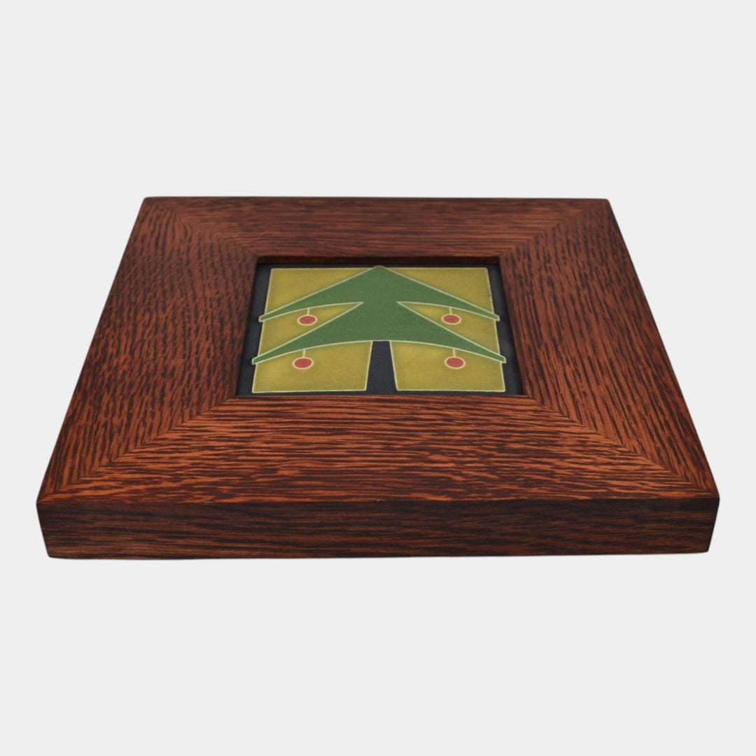 Motawi Tileworks Hand Made Art Pottery Green Christmas Tree Ceramic Framed Tile