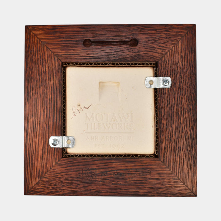 Motawi Tileworks Hand Made Art Pottery Green Christmas Tree Ceramic Framed Tile