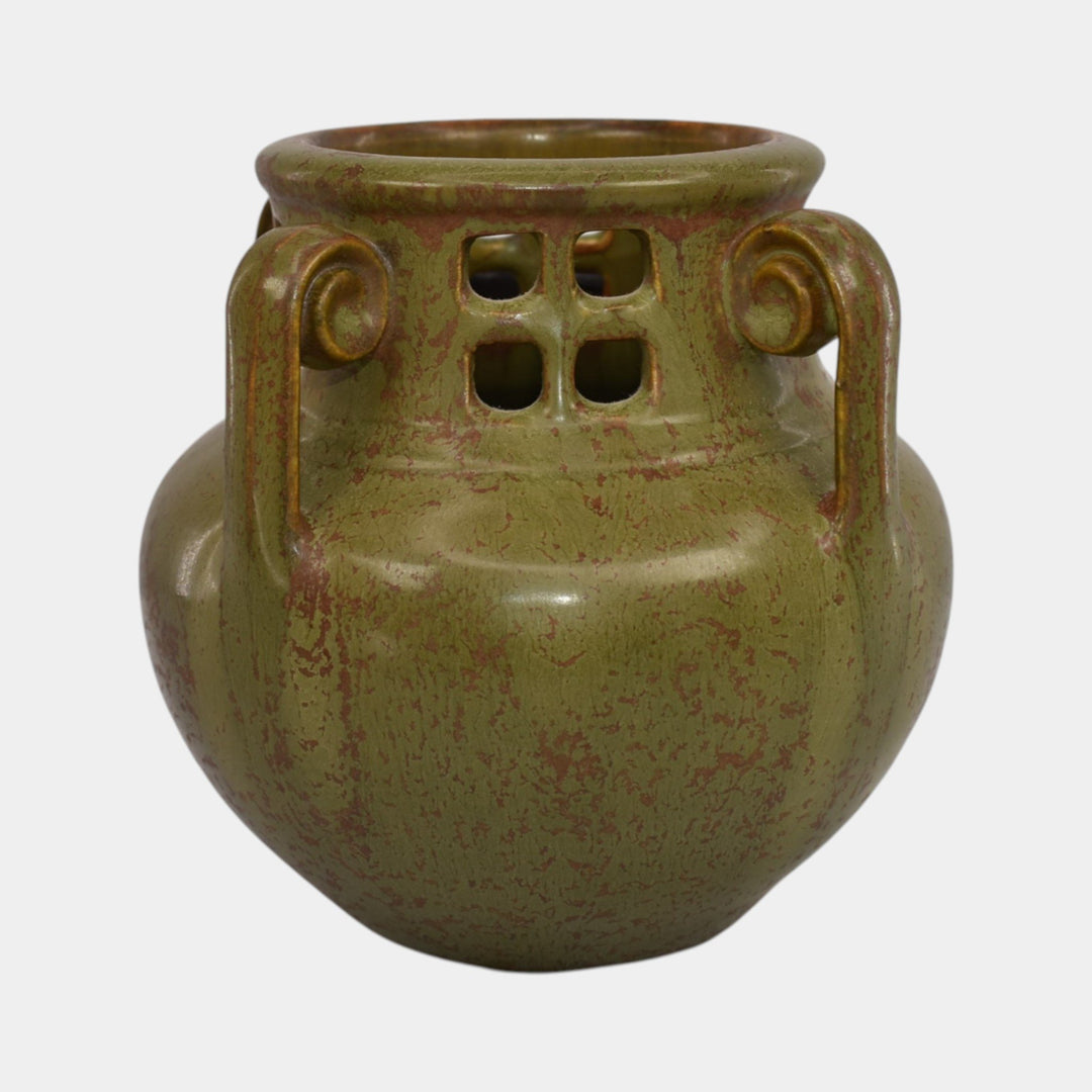 Ephraim Faience 2017 Hand Made Pottery Experimental Green Rookery Blackbird Vase - Just Art Pottery